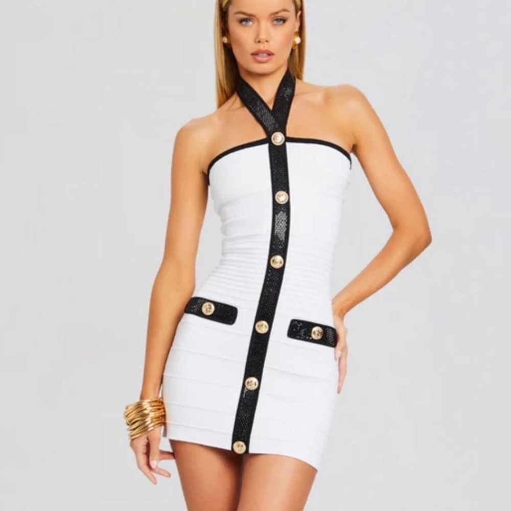 Retrofete White mini knit Harper Dress S